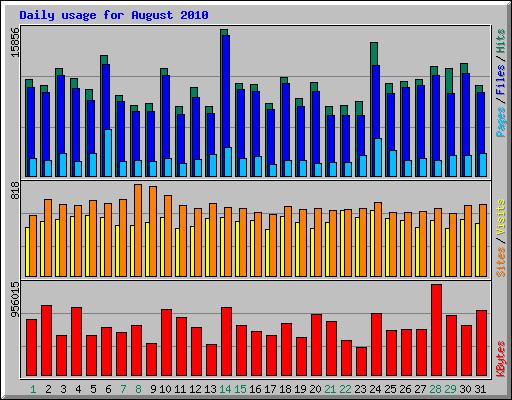 Daily usage for August 2010