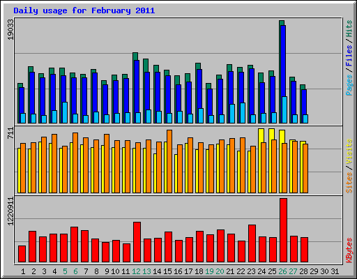 Daily usage for February 2011