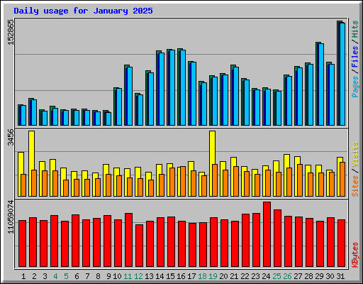 Daily usage for January 2025