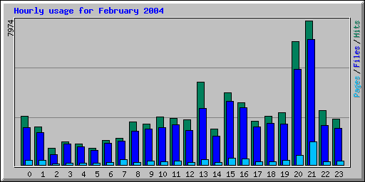 Hourly usage for February 2004