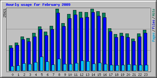 Hourly usage for February 2009